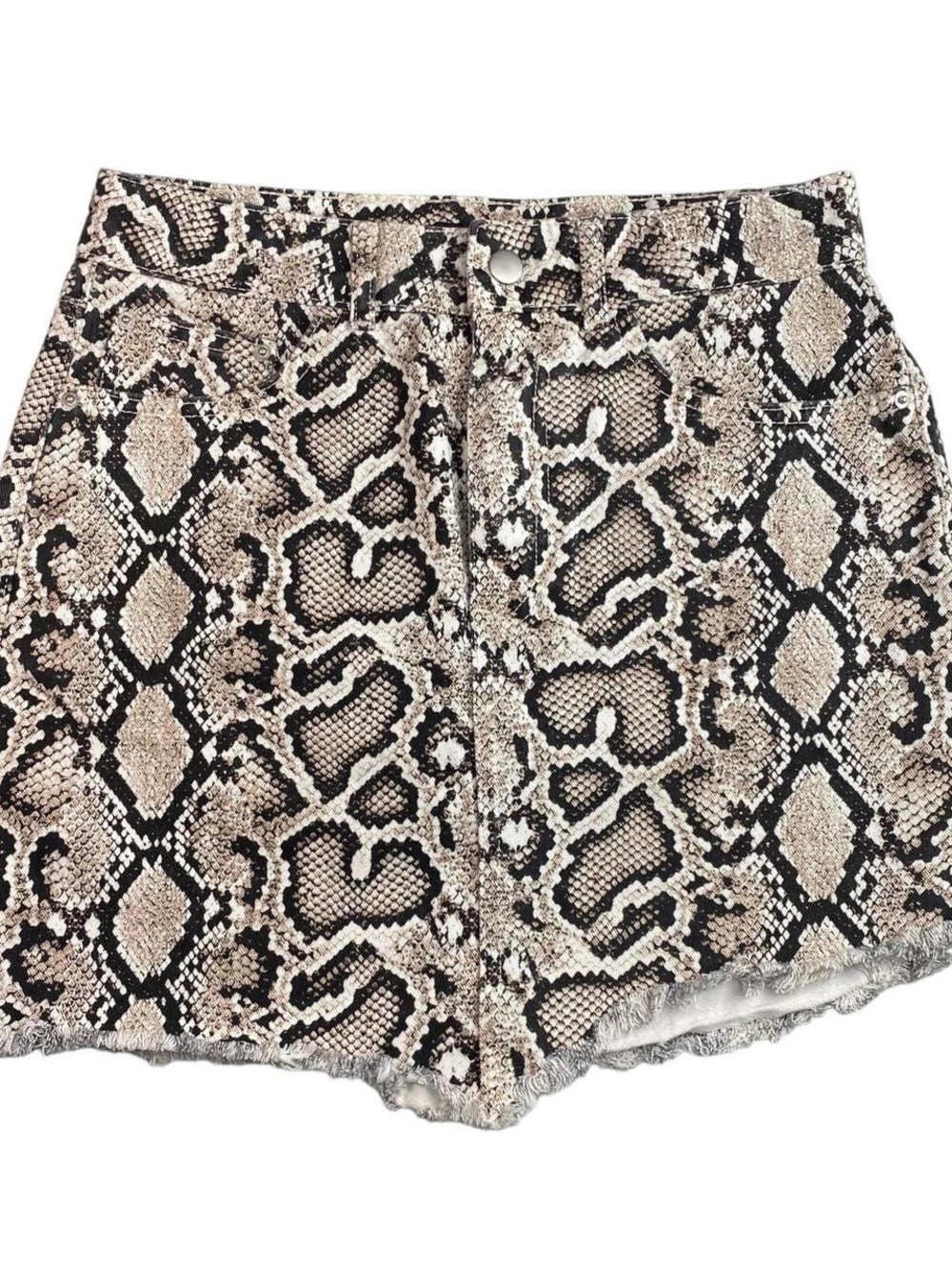 Zara High-Waist Snake Print Shorts in Beige and Black